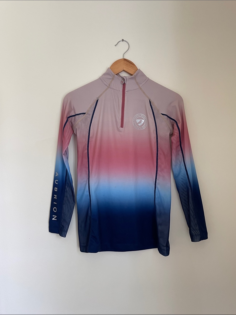 Aubrion Newbury Equestrian Base Layer 1/4 Zip Sunset Ombre Long Sleeve Top